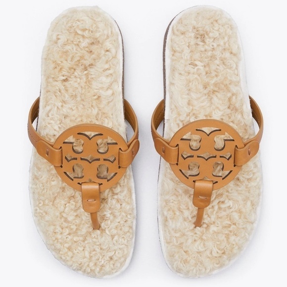Tory Burch Miller Sandals Shearling - Picture 1 of 4